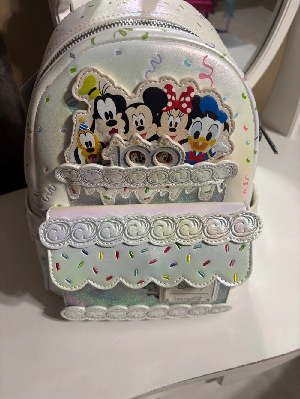 Loungefly Iridescent White Disney Mickey & Friends Mini Backpack